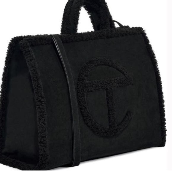 🆕UGG X TELFAR LIMITED EDITION UNISEX BLACK SUEDE & SHEARLING SHOPPING BAG MED - Picture 7 of 9